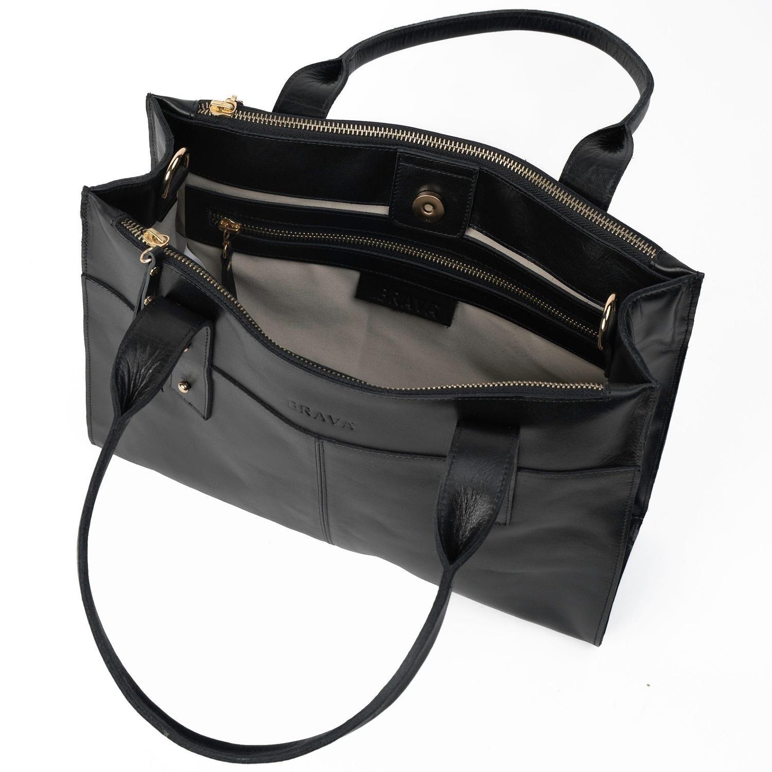 Cartera ejecutiva de cuero modelo ALFONSINA Negro-2