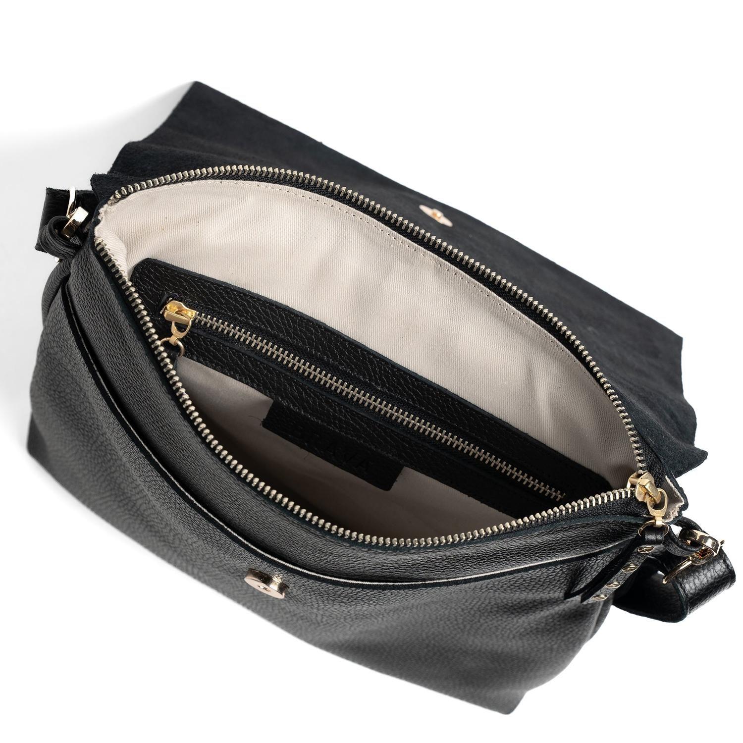 Bandolera de cuero modelo PAZ negro-2