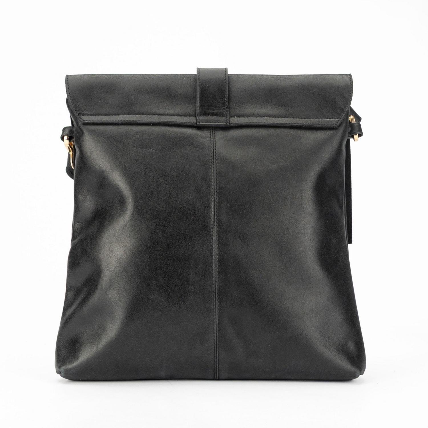 Bandolera de cuero modelo PAZ negro-2