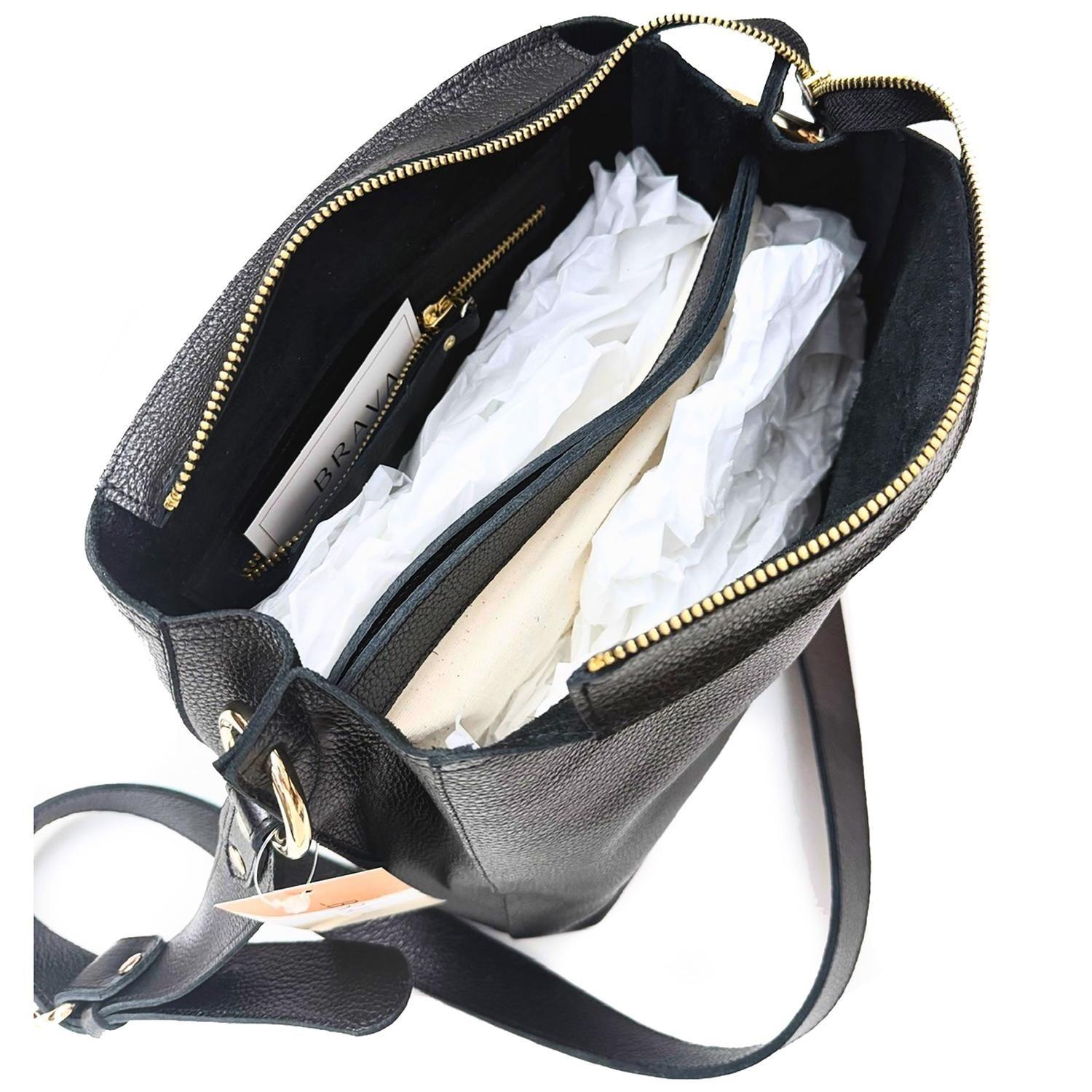 Bandolera de cuero modelo AMELIA Negro-4