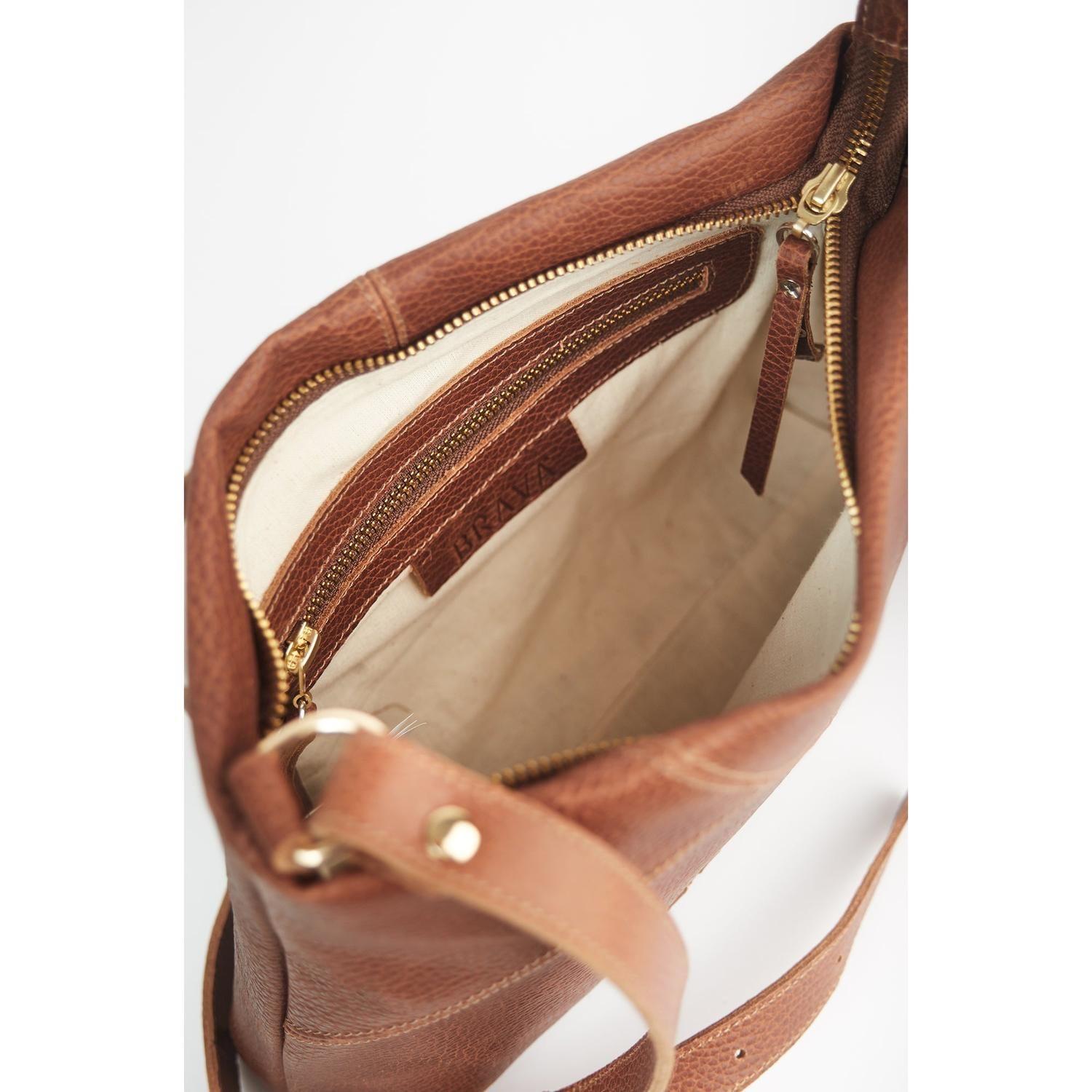 Bandolera de cuero modelo ALICE Cognac-3