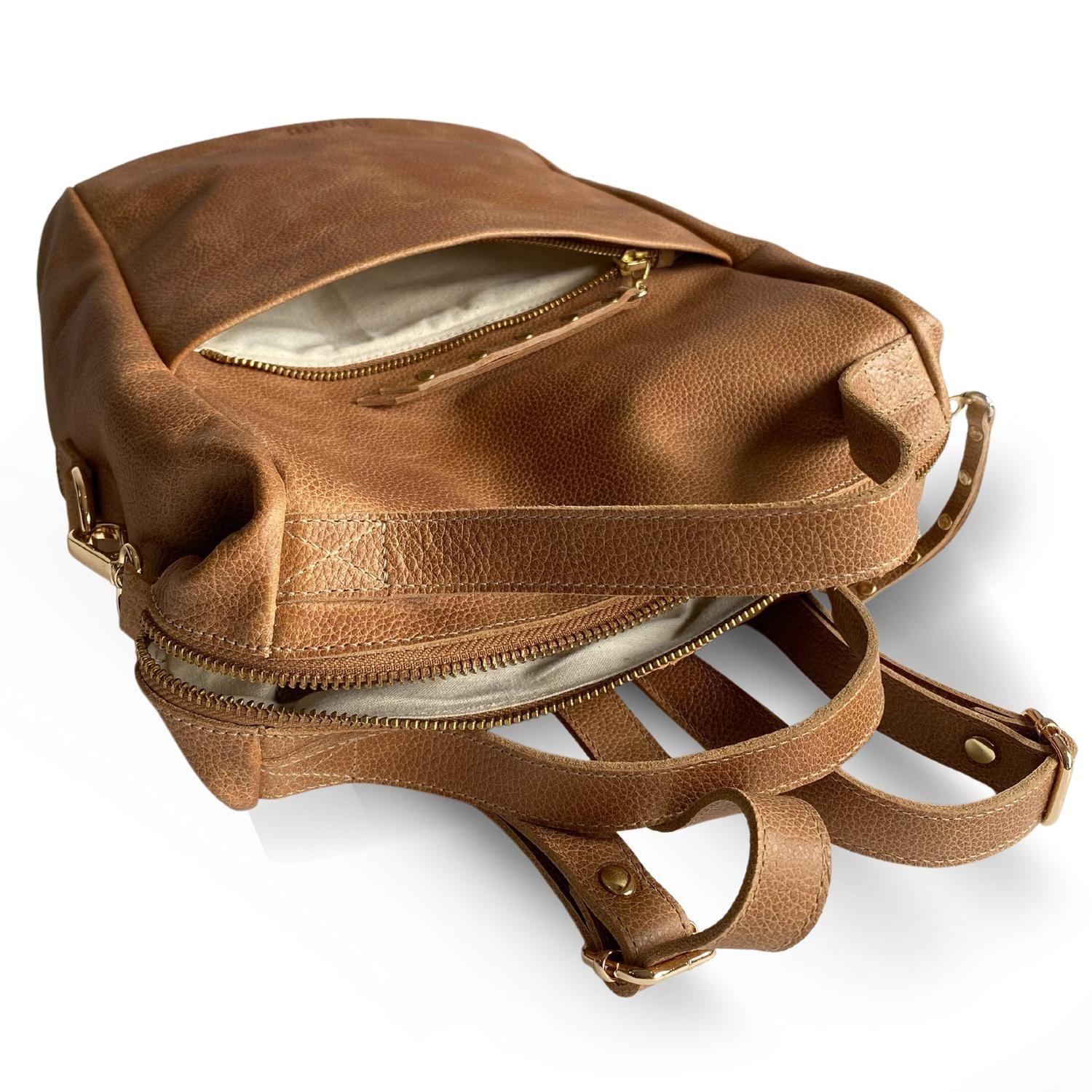 Mochila de cuero modelo MATILDE Tostado-4