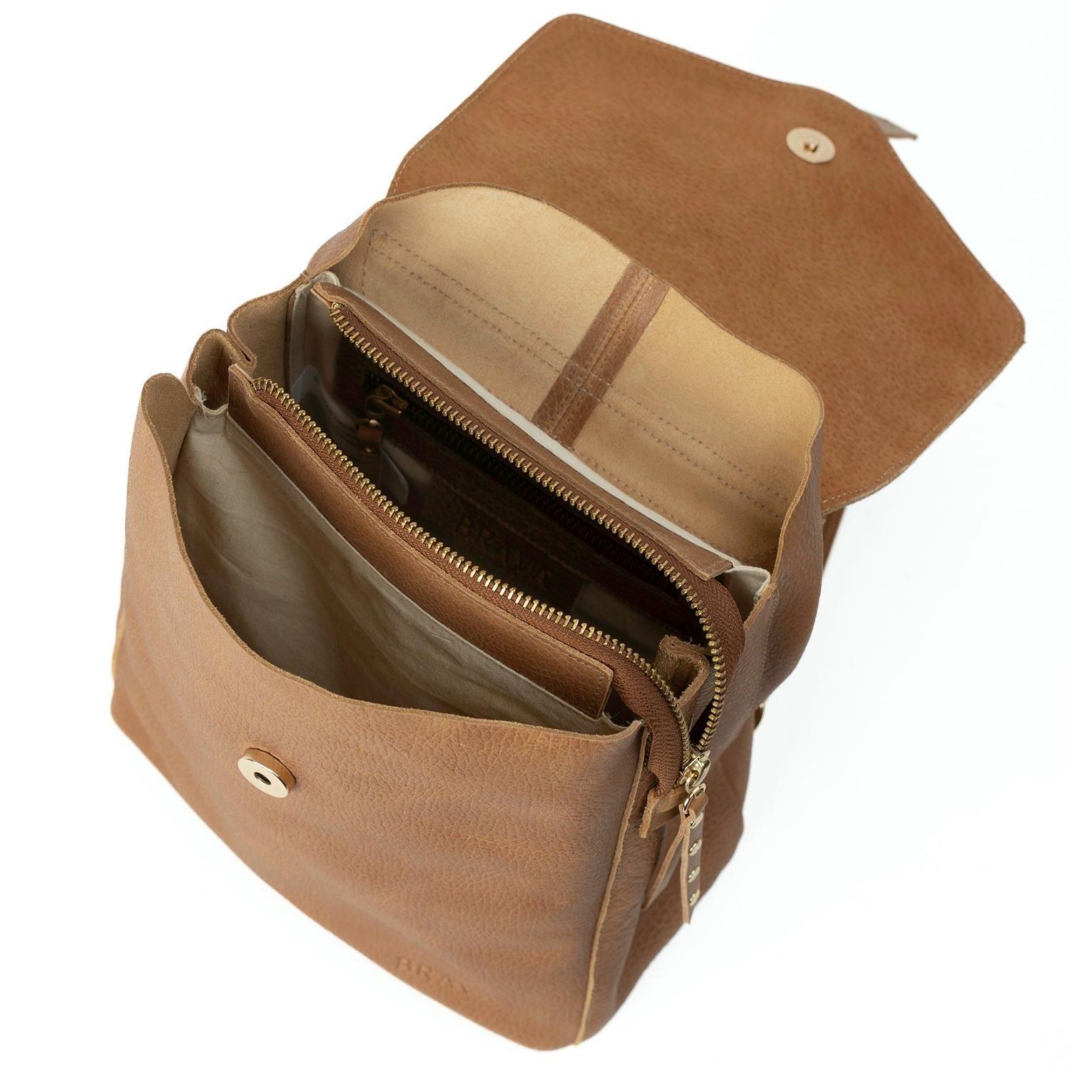Mochila de cuero modelo ELENA Miel-2