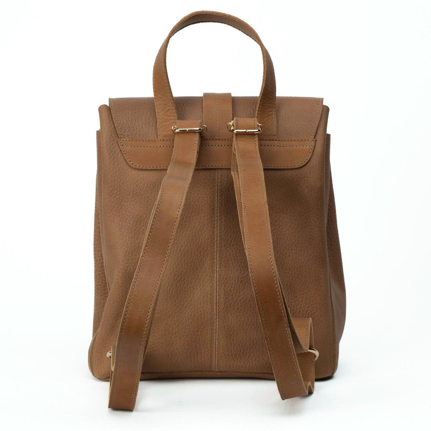 Mochila de cuero modelo ELENA Miel-3