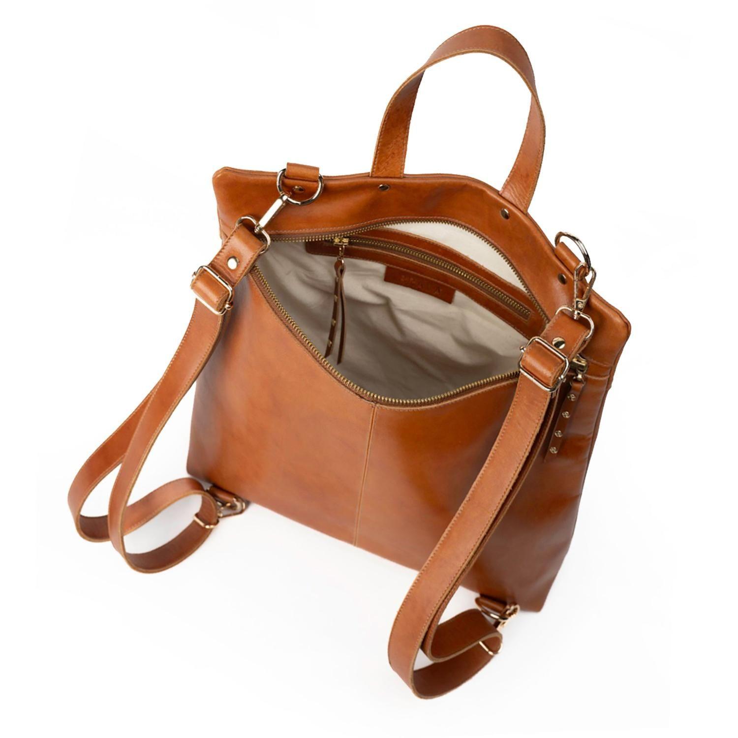 Mochila de cuero modelo EMILY Castaño-2