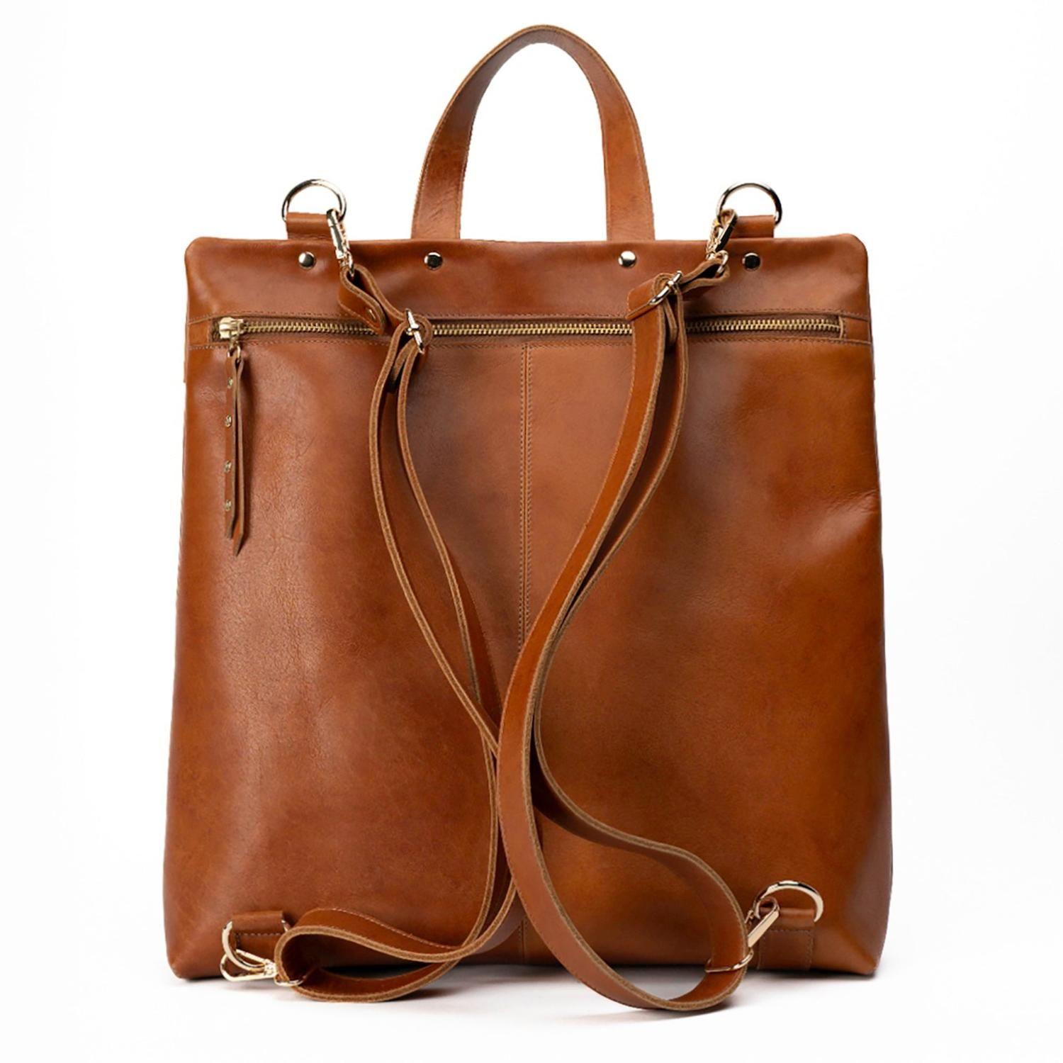 Mochila de cuero modelo EMILY Castaño-3