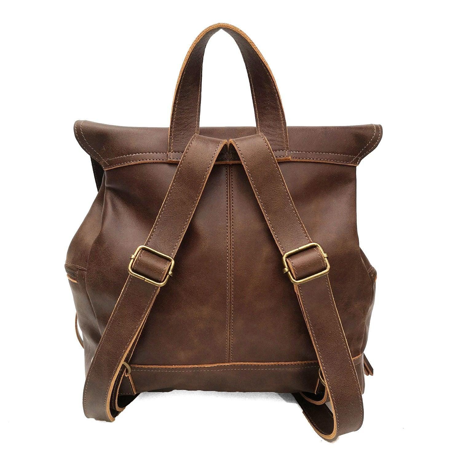 Mochila de cuero modelo EVA Café-2