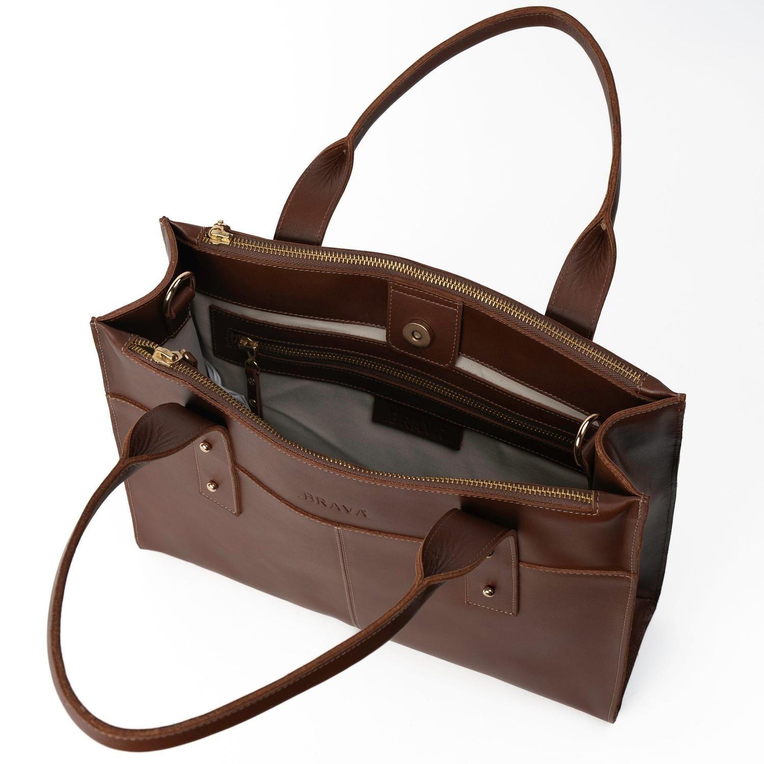 Cartera ejecutiva de cuero modelo ALFONSINA Marrón-2