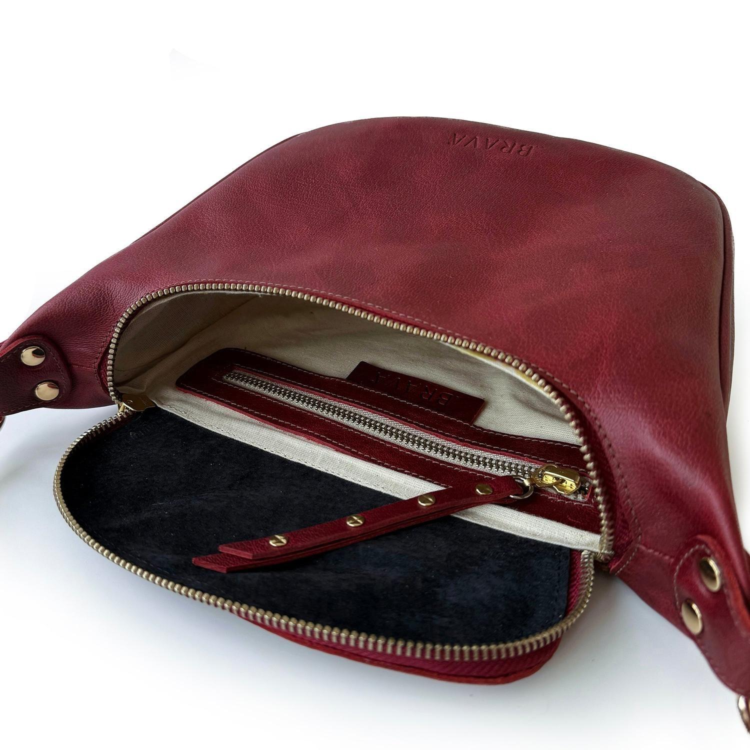 Bandolera de cuero modelo FELICIA Burdeos-3