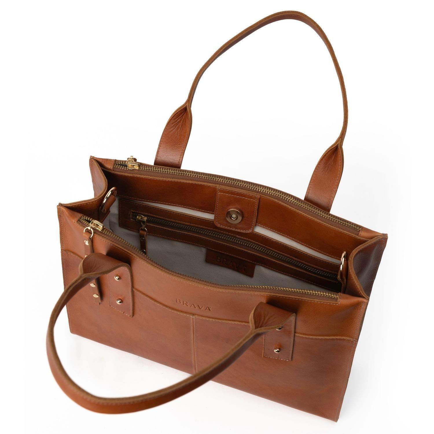 Cartera ejecutiva de cuero modelo ALFONSINA Castaño-2