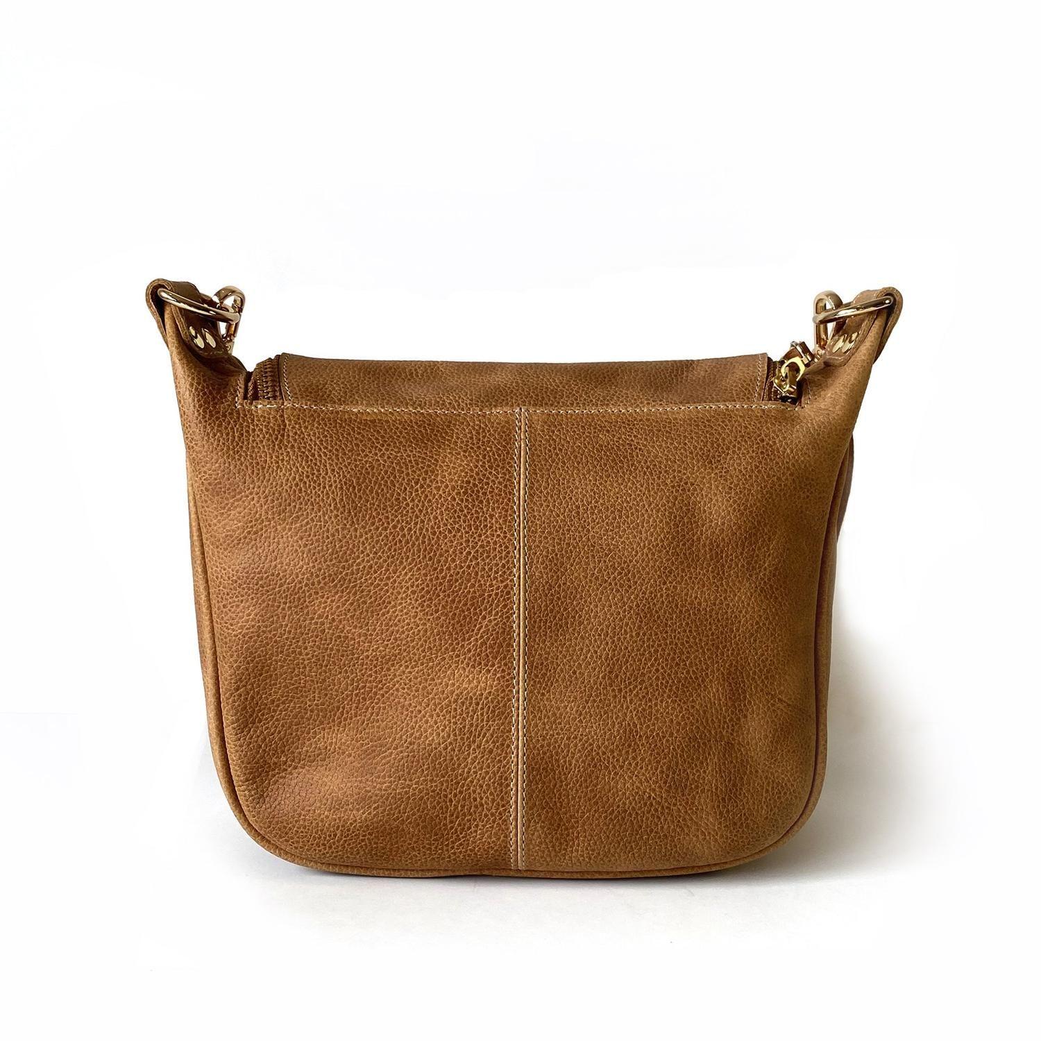 Bandolera de cuero modelo FELICIA Tostado-2