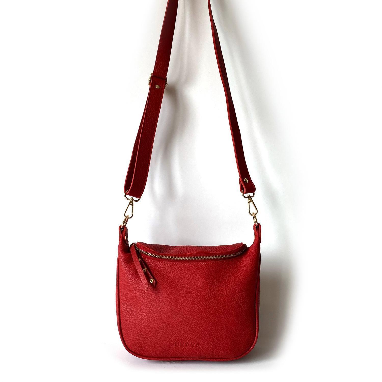 Bandolera de cuero modelo FELICIA Rojo-3