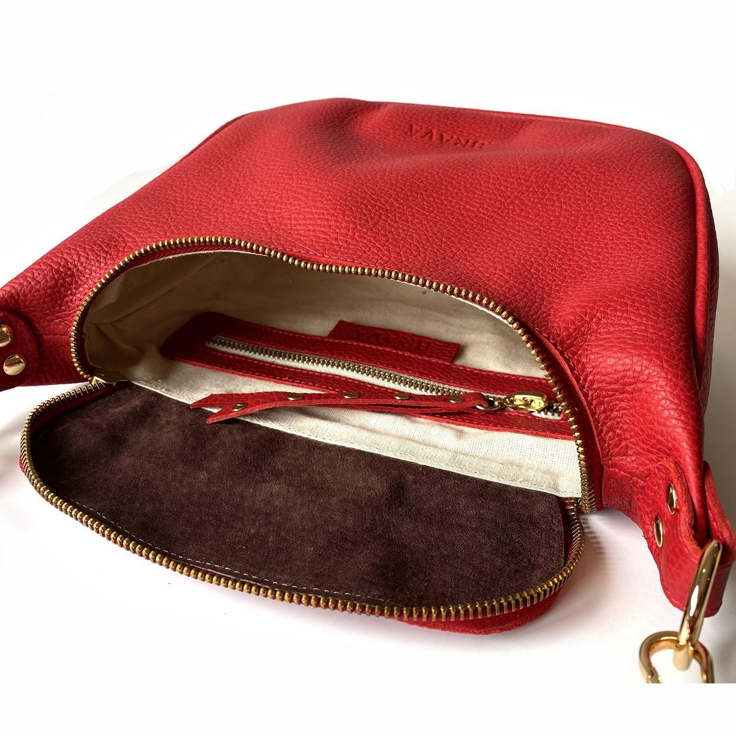 Bandolera de cuero modelo FELICIA Rojo-4