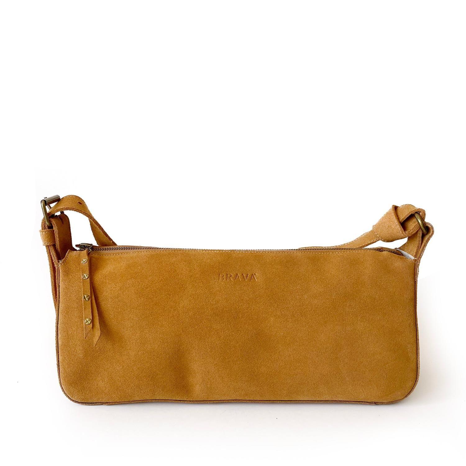 Cartera de cuero modelo REBECA mostaza-1