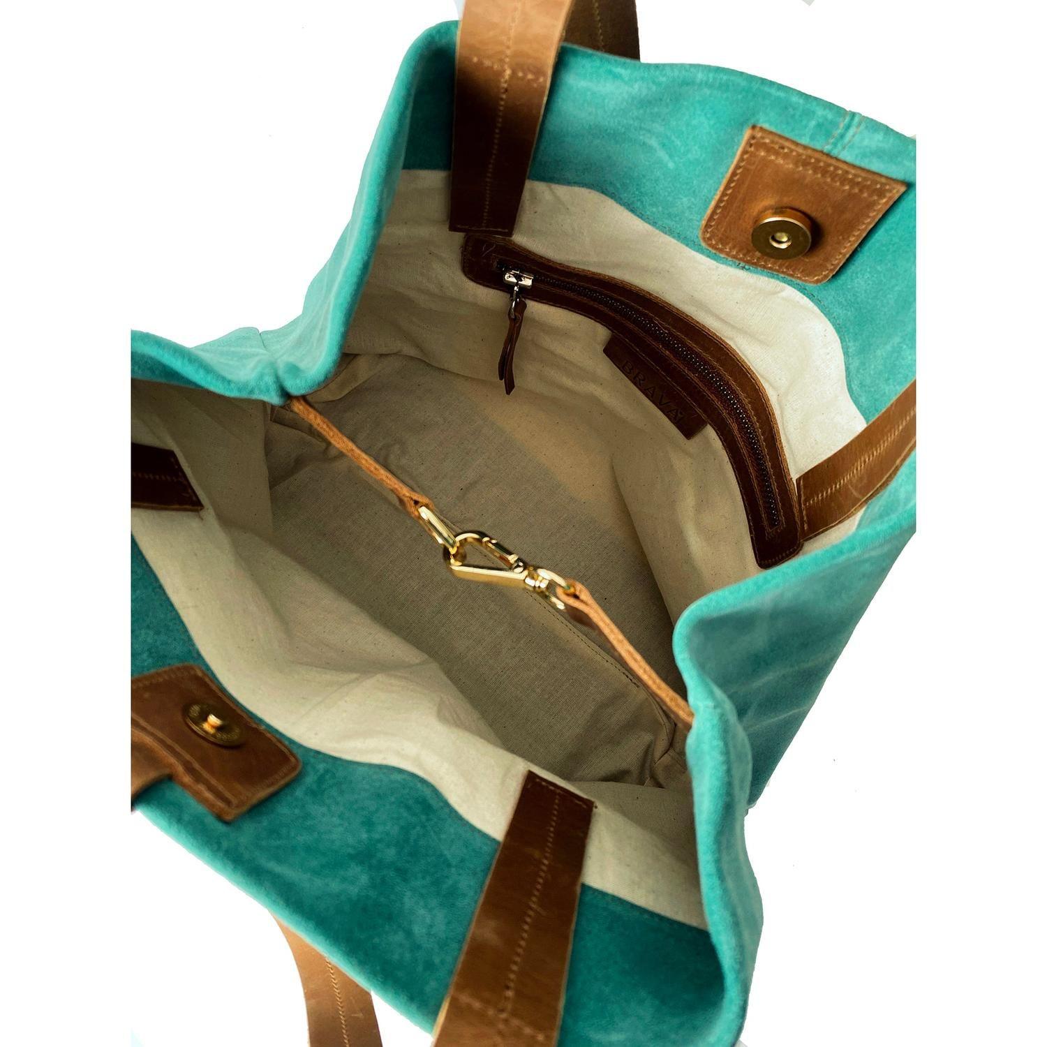 Cartera de cuero modelo JANE Turquesa-5