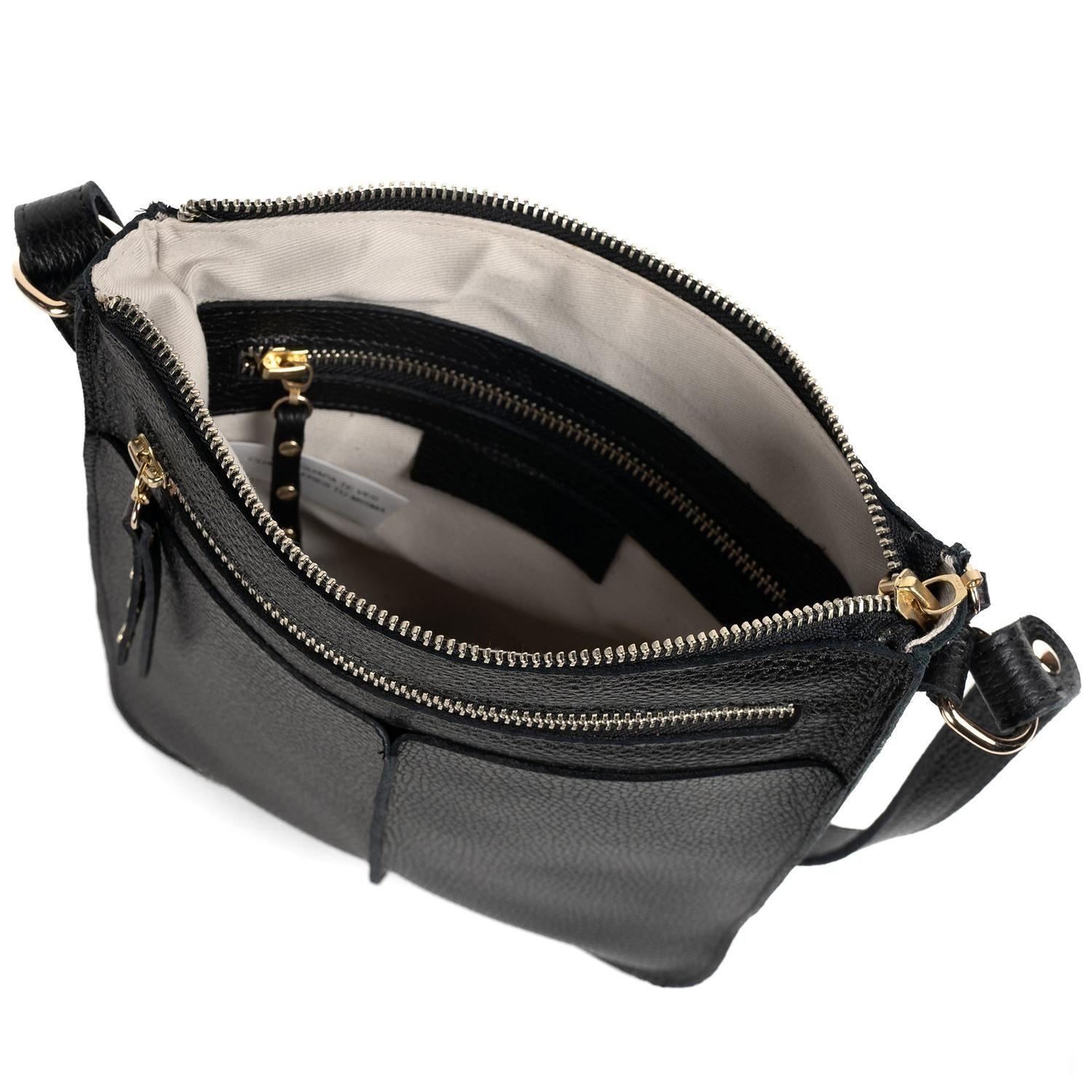 Bandolera de cuero modelo SOL negro-2