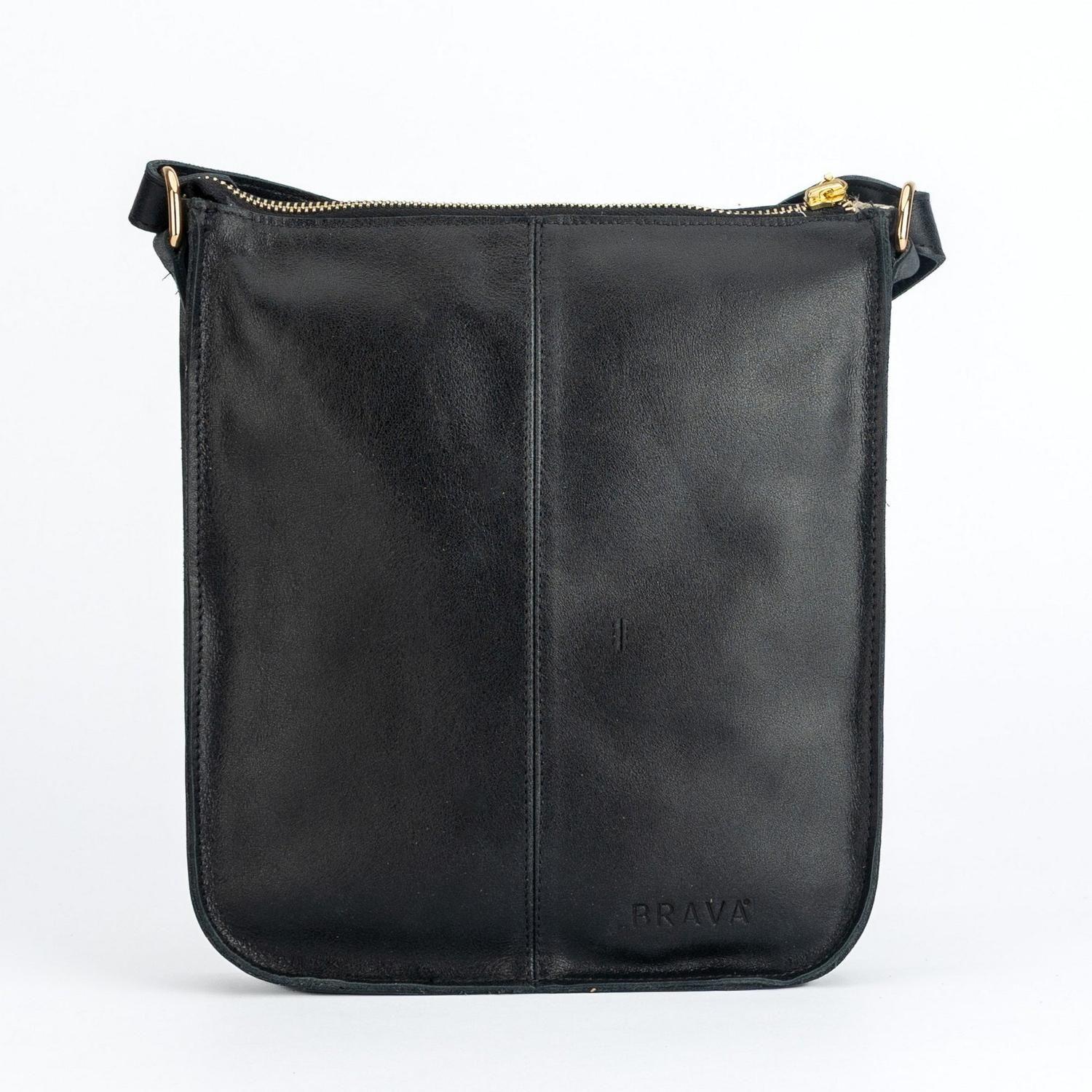 Bandolera de cuero modelo SOL negro-2