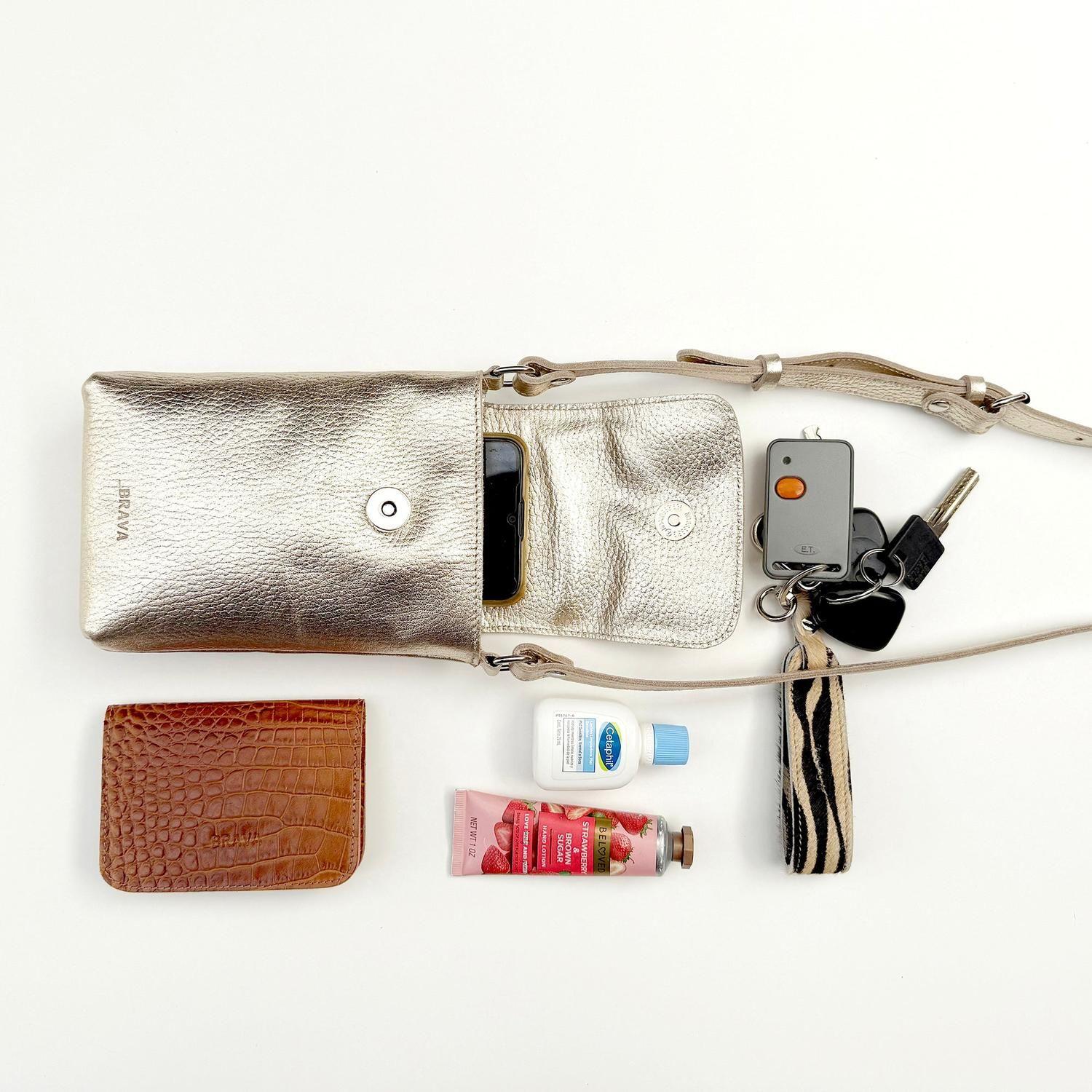 Portacelular - Cell Bag de cuero modelo MARTHA Champagne-2