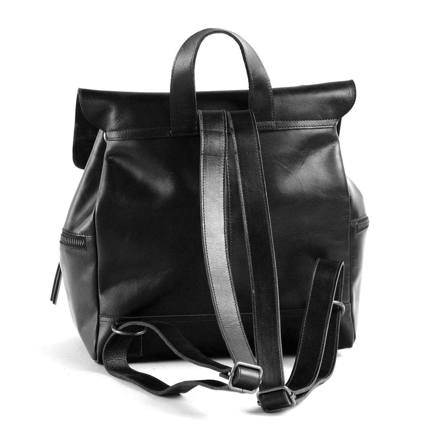 Mochila de cuero modelo EVA Negro-2