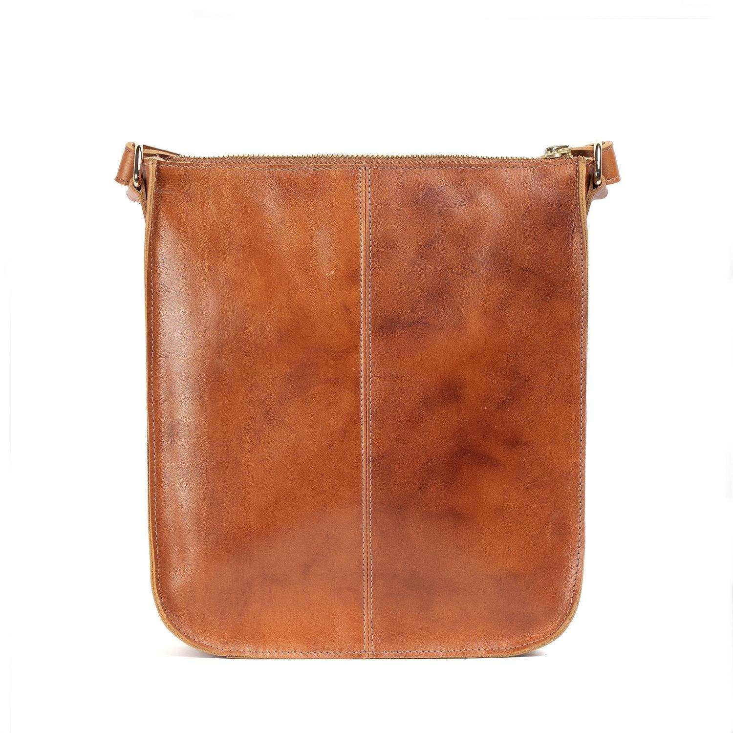 Bandolera de cuero modelo SOL Tostado-3