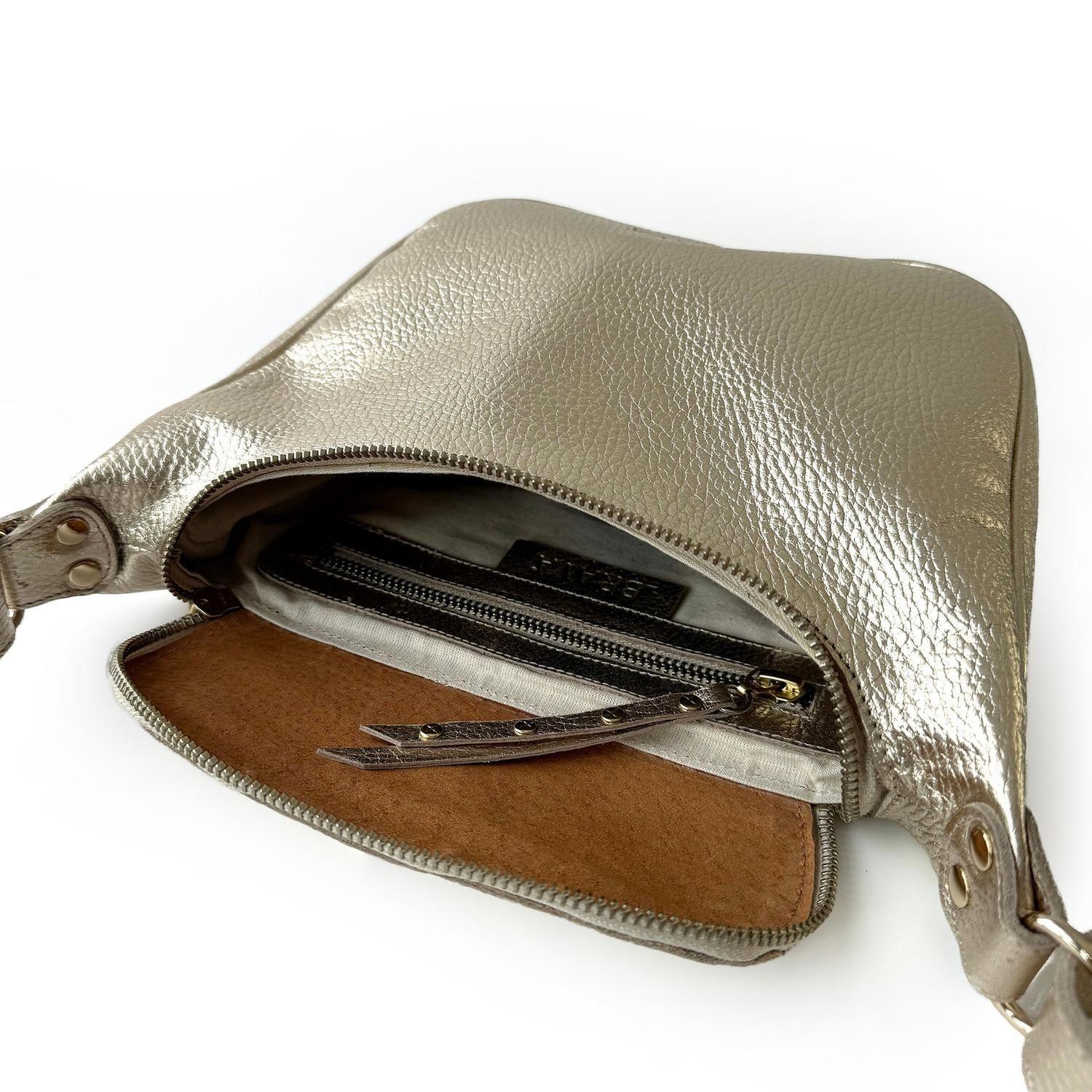 Bandolera de cuero modelo FELICIA Champagne-4