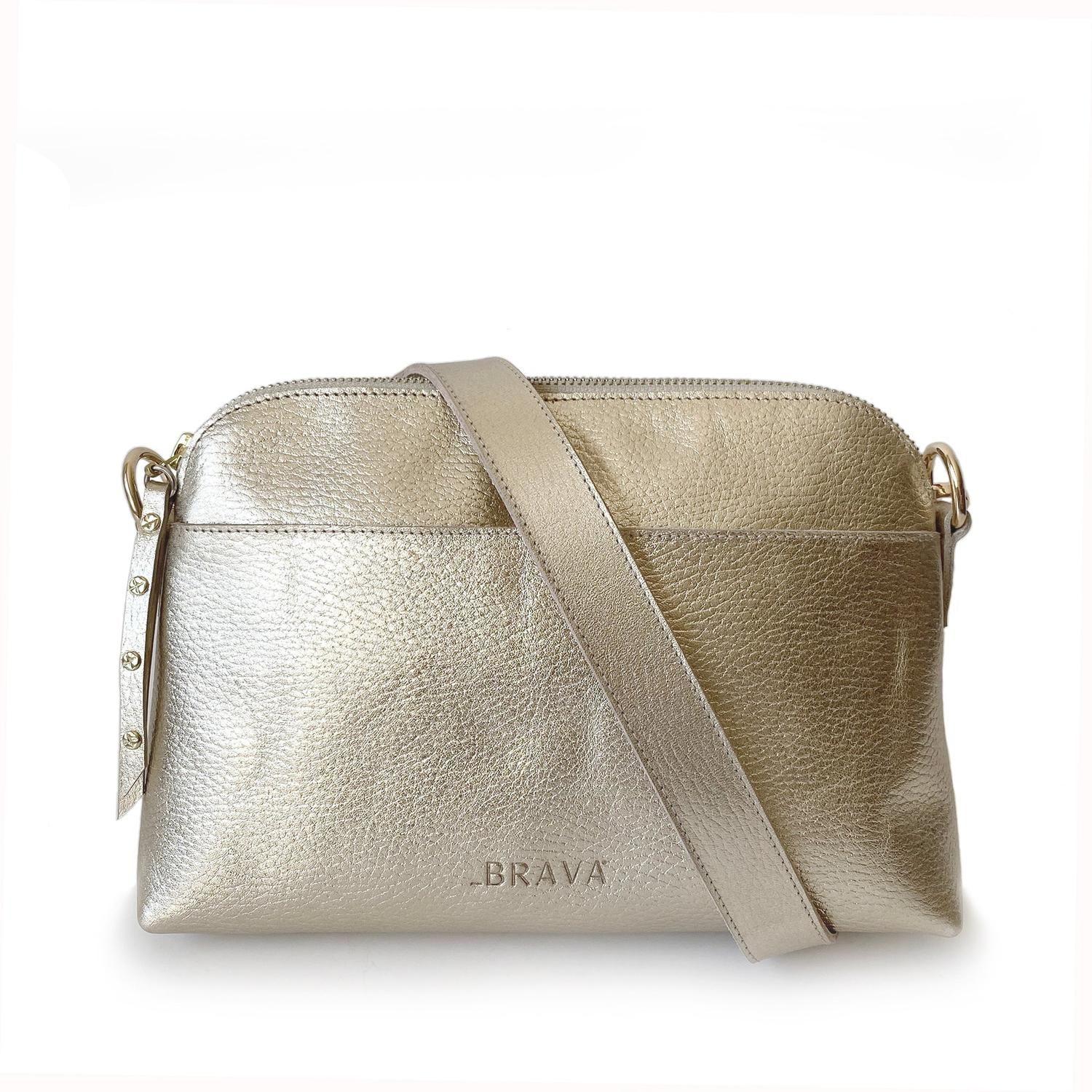 Cartera de cuero modelo MAITE Dorado Champagne-0