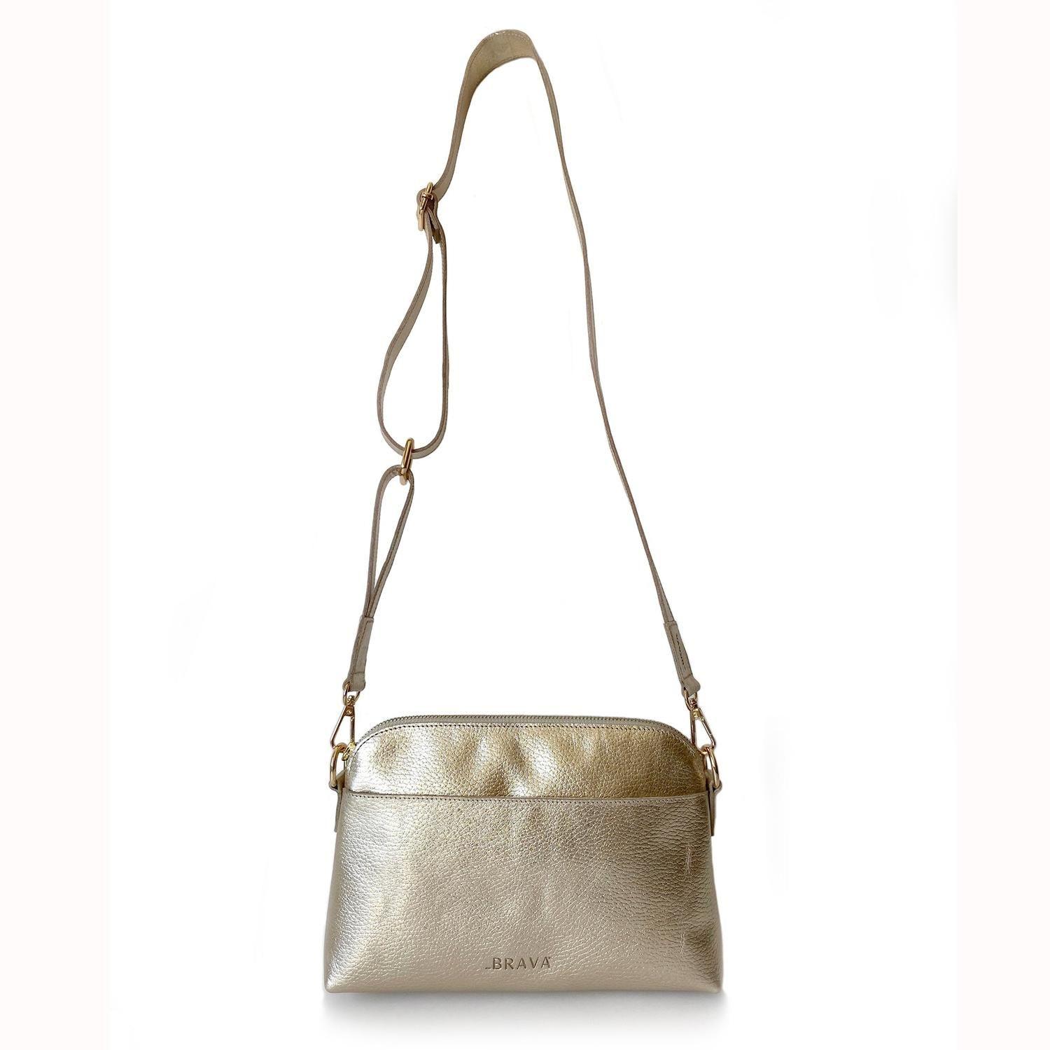 Cartera de cuero modelo MAITE Dorado Champagne-3