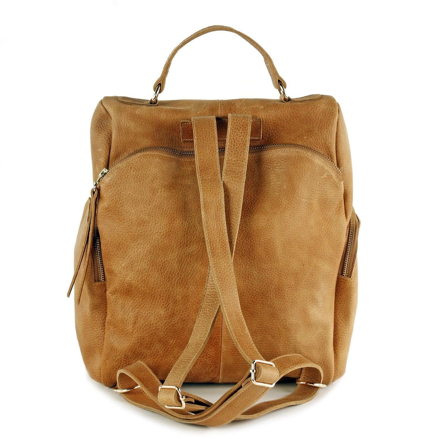 Mochila de cuero modelo MARIE Tostado-2