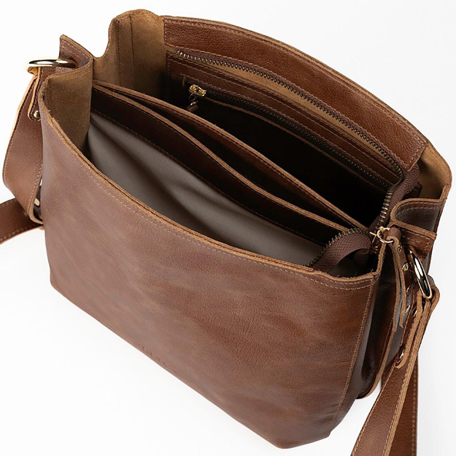 Bandolera de cuero modelo AMELIA Cognac-3