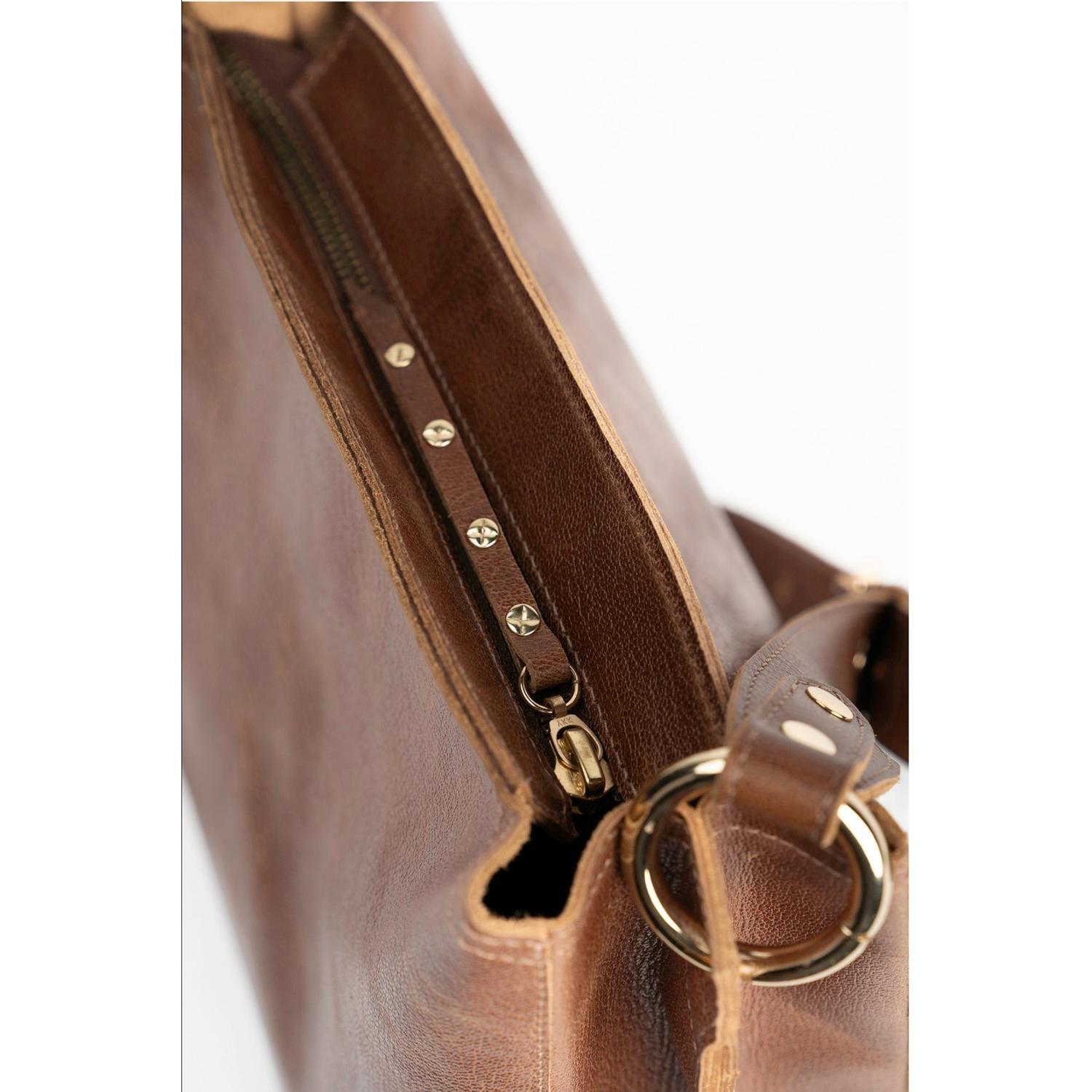 Bandolera de cuero modelo AMELIA Cognac-4