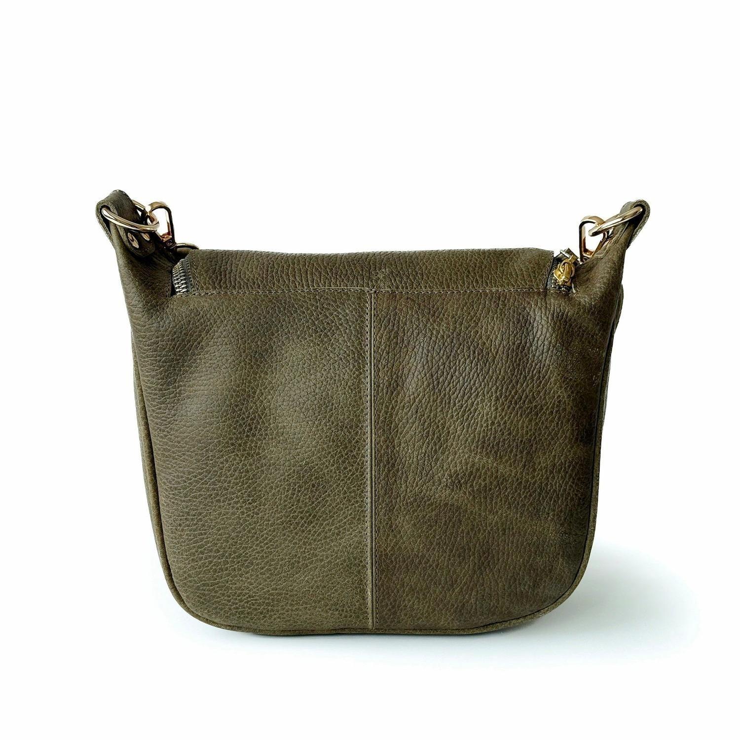 Bandolera de cuero modelo FELICIA Oliva-2