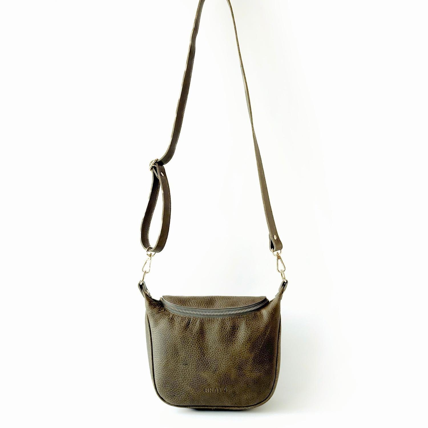 Bandolera de cuero modelo FELICIA Oliva-3