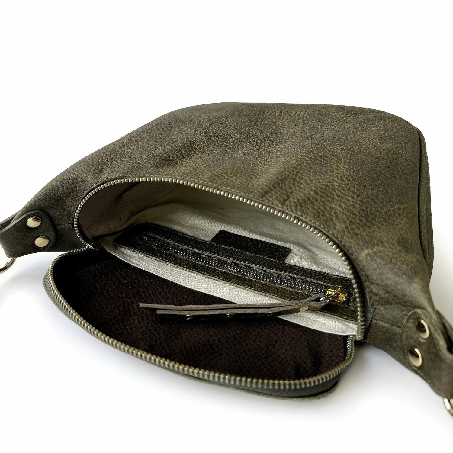 Bandolera de cuero modelo FELICIA Oliva-4