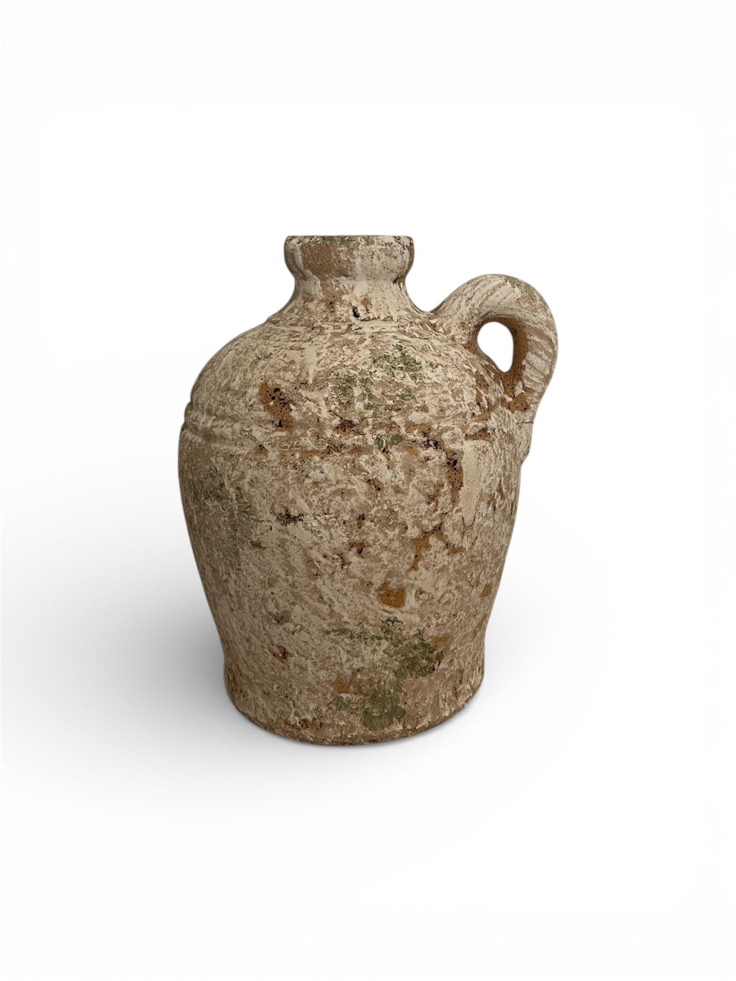 Florero Cerámico Artesanal Rústico Beige-0