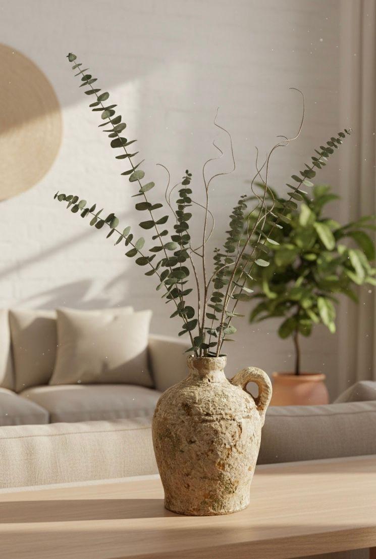 Florero Cerámico Artesanal Rústico Beige-1