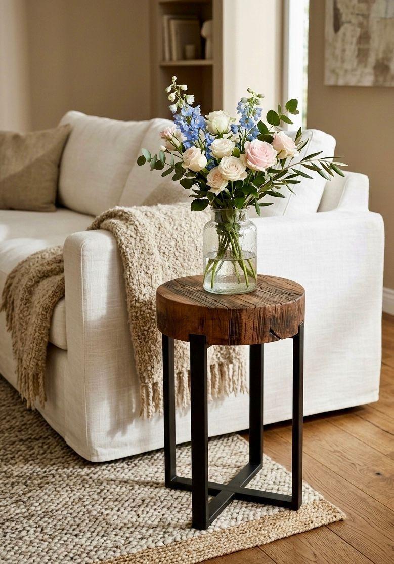 Mesa Lateral de Roble y Metal - Modelo Kaila-2