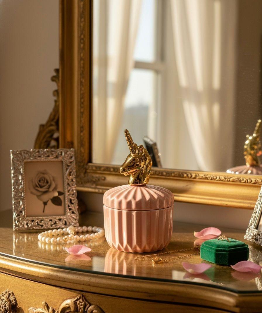 Joyero Cerámica Unicornio Gold & Pink-3