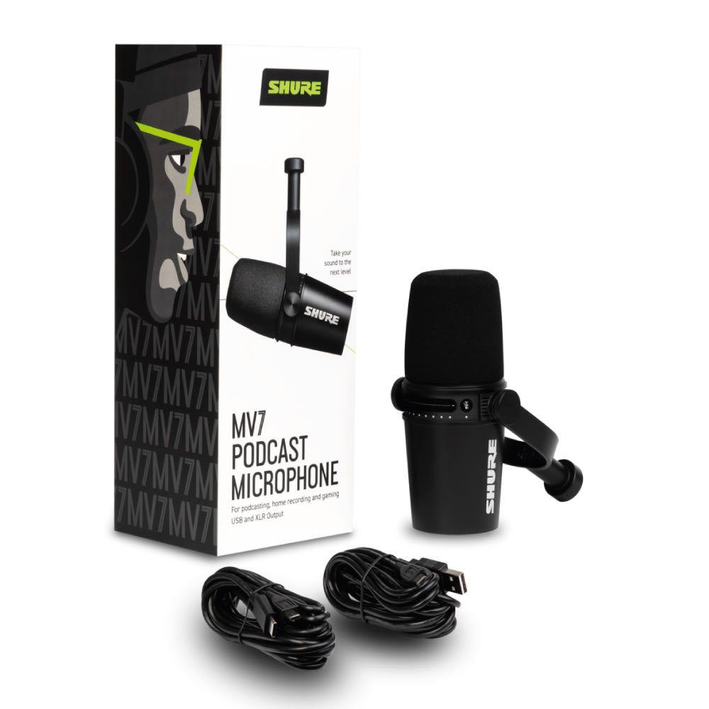 Shure Micrófono Dinámico Podcasting MV7-K-1