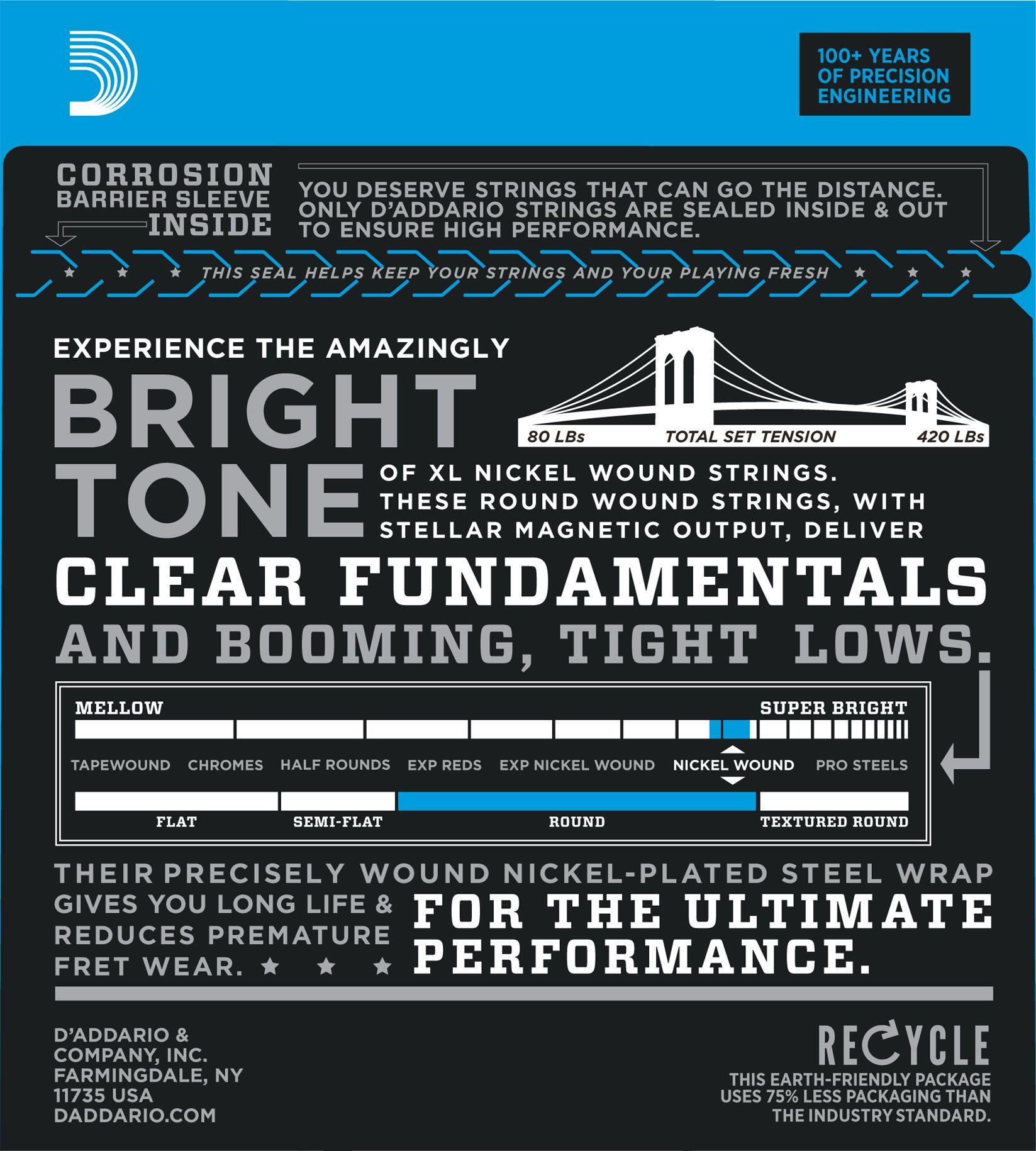 Daddario Cuerdas Bajo XL 4 Cuerdas Níquel-2