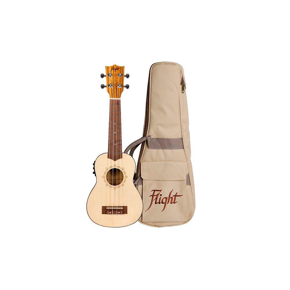 Flight Ukelele Soprano Electroacústico Spruce/Zebra -0