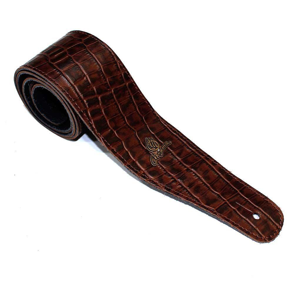 Magma Correa Guitarra Eléctrica Cuero Cocodrilo Marrón-1