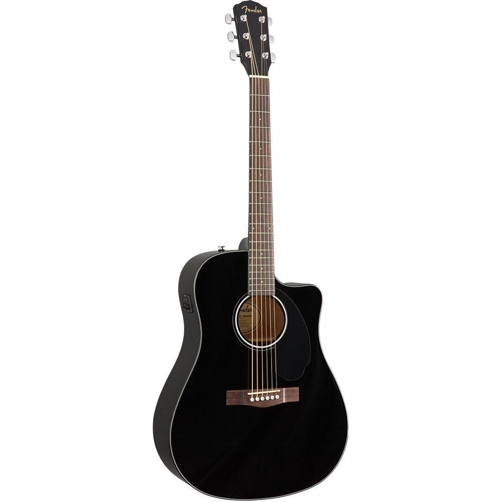 Fender Guitarra Electroacústica Dreadnought CD-60SCE Negro-1
