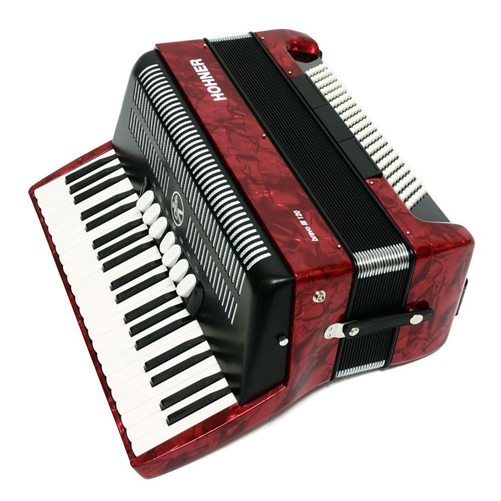 Hohner Acordeón Bravo III 120 Bajos 7 Registros Rojo-1