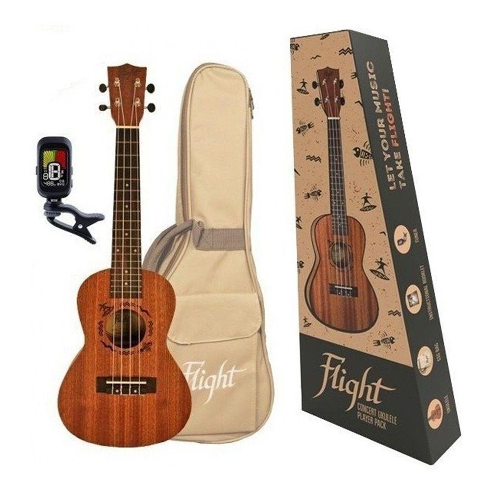 Flight Ukelele Concierto Natural con Funda/Afinador-3