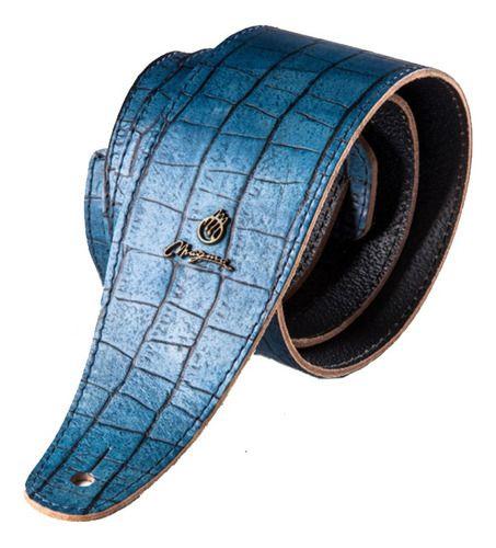 Magma Correa Guitarra Cuero Cocodrilo Light Blue-0