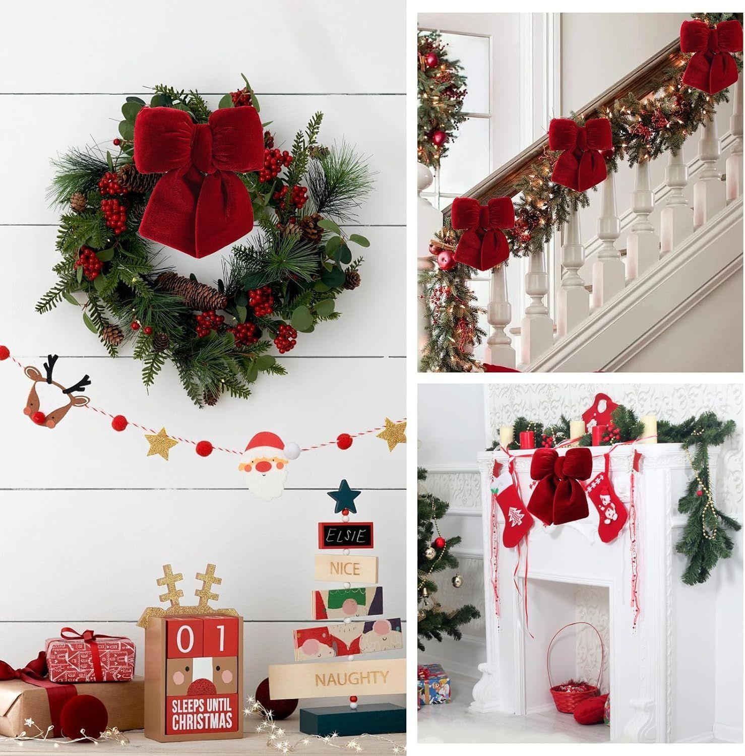 Lazos Terciopelo Para Decoración Árbol Navidad 22x28cm Rojo-4