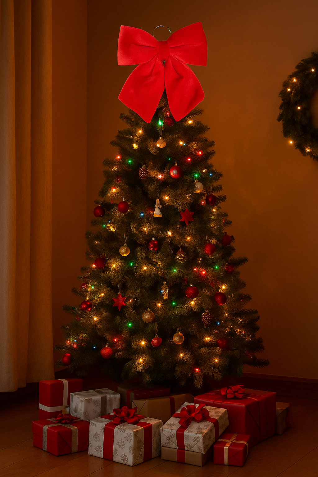 Lazos Terciopelo Para Decoración Árbol Navidad 22x28cm Rojo-5