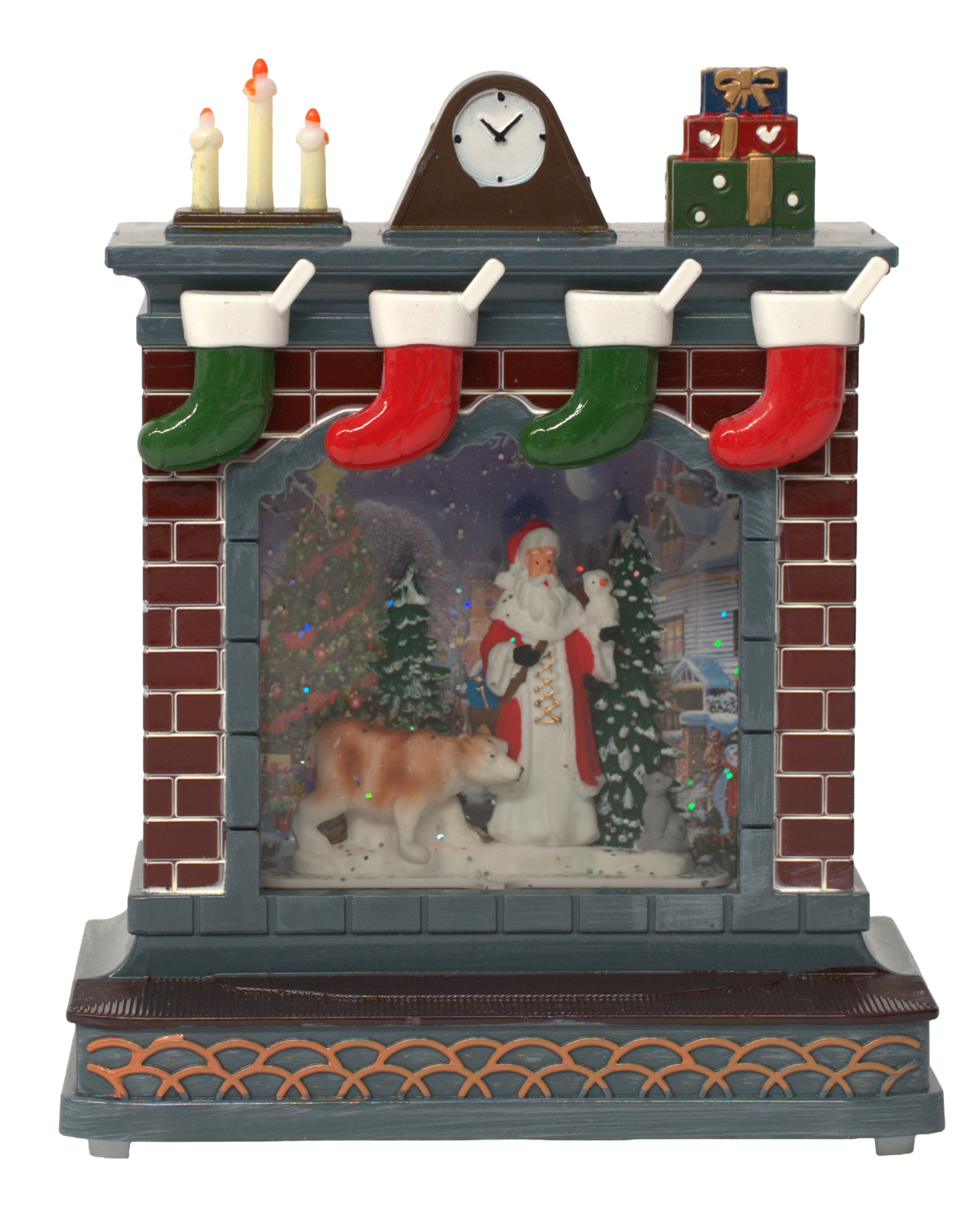 Adorno De Navidad Globo De Nieve Chimenea Con Luces Y Musica-1