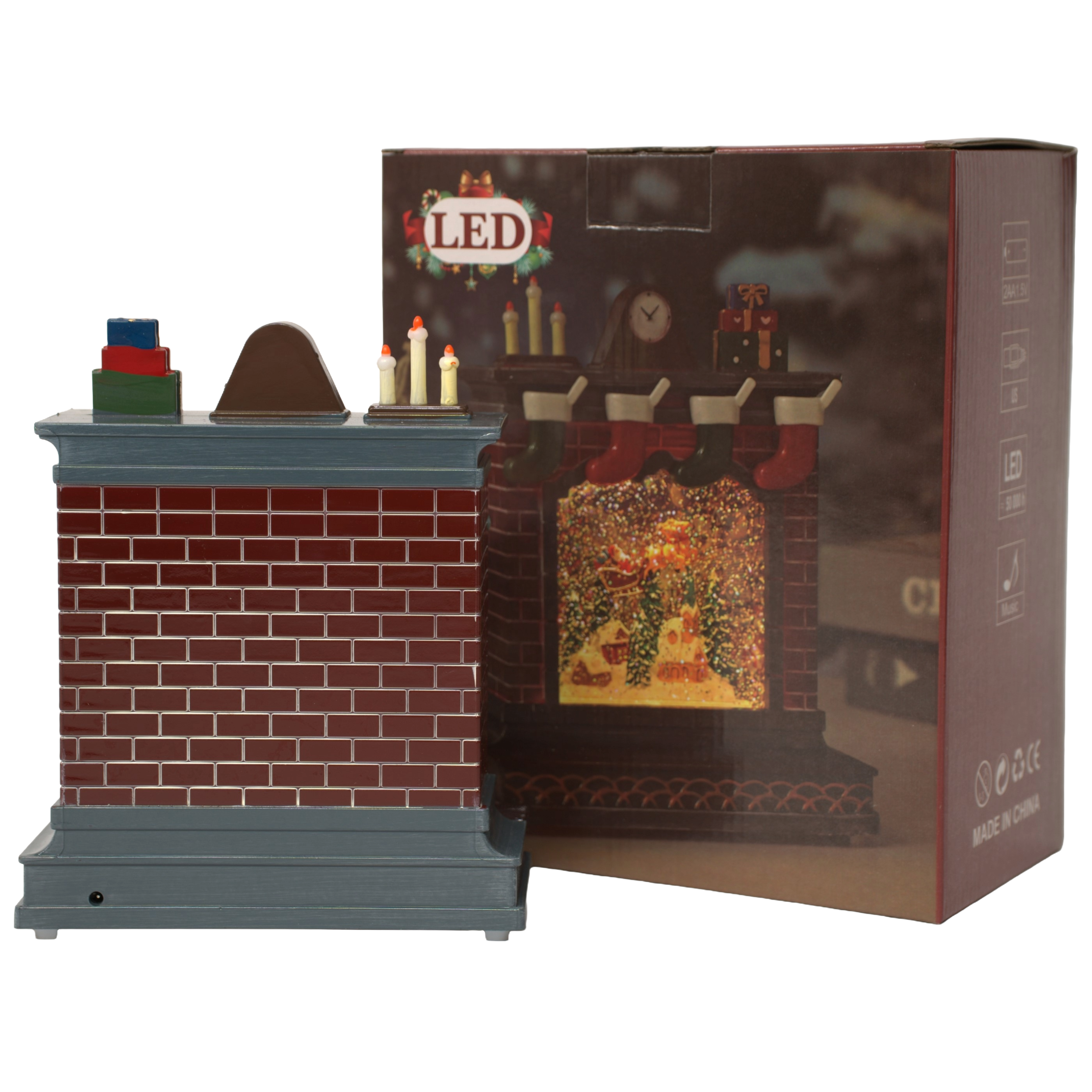 Adorno De Navidad Globo De Nieve Chimenea Con Luces Y Musica-5