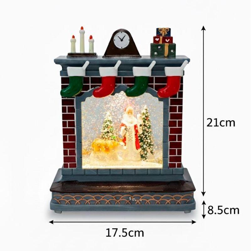 Adorno De Navidad Globo De Nieve Chimenea Con Luces Y Musica-7